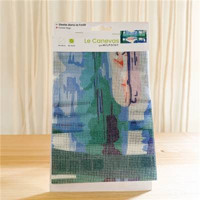 CANEVAS IMPRIME BLANC - DESSIN 40 X 20 CM - SIESTE DANS LA FORET