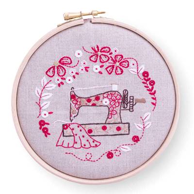KIT MA MACHINE A COUDRE AVEC TAMBOUR VERSION ROUGE - MARIE SUAREZ