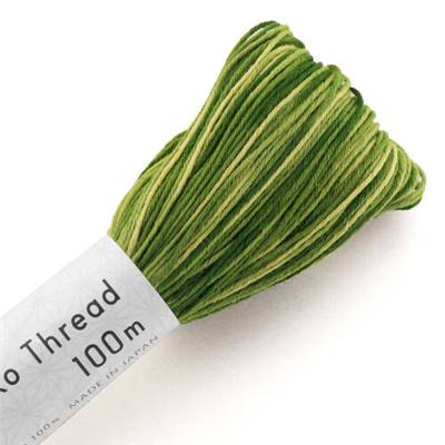 FIL SASHIKO DEGRADE - COL 155 - VERT - LOT DE 3 ECH. DE 100 M