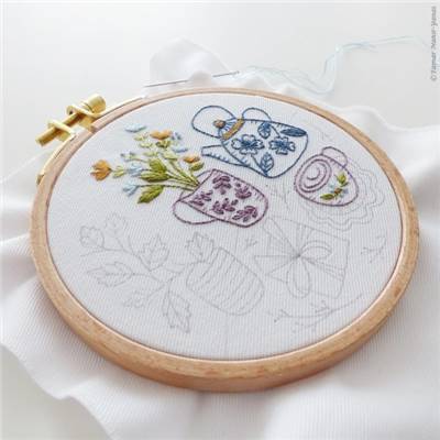 TEA PARTY - KIT BRODERIE 16X16CM - TAMBOUR NON INCLUS - TAMAR NY