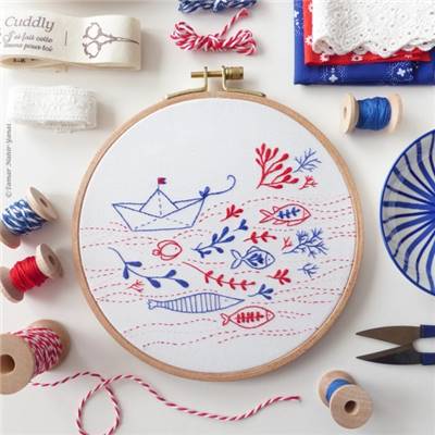 SAILING UPSTREAM - KIT BRODERIE 21X21CM - TAMBOUR NON INCLUS
