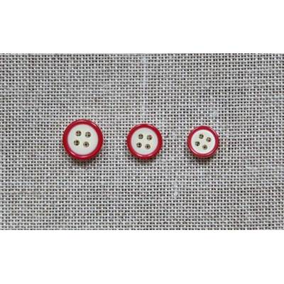 LOT 30 BOUTONS LISERE 10 MM - ROUGE