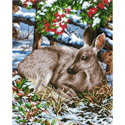 KIT BRODERIE DIAMANT - LA BICHE EN HIVER 