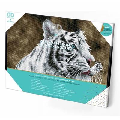 KIT BRODERIE DIAMANT SQUARES - TIGER BLANC - PRE-ENCADRE