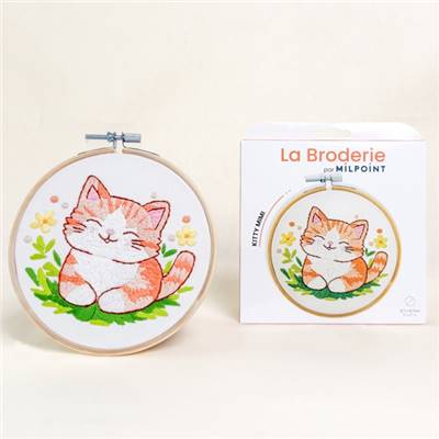 KIT BRODERIE AVEC TAMBOUR 15 CM - KITTY MIMI