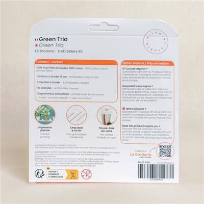 KIT BRODERIE AVEC TAMBOUR 15 CM - GREEN TRIO
