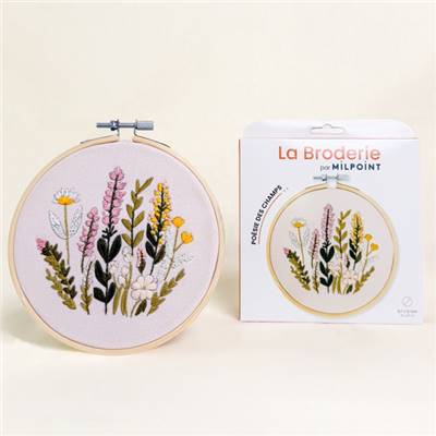 KIT BRODERIE AVEC TAMBOUR 15 CM - POESIE DES CHAMPS