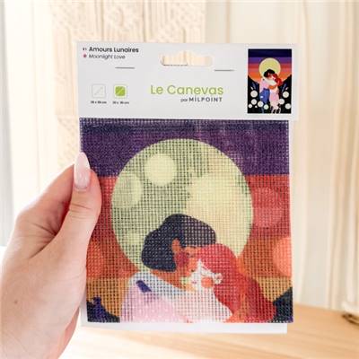 CANEVAS IMPRIME BLANC - DESSIN 20 X 30 CM - AMOURS LUNAIRES