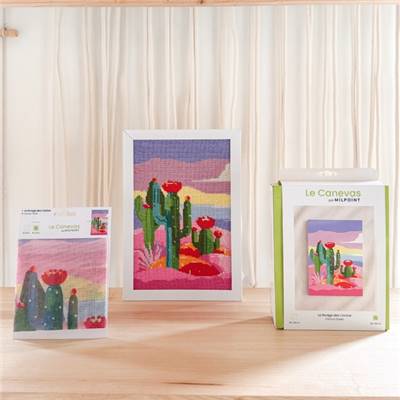 CANEVAS IMPRIME BLANC - DESSIN 20 X 30 CM - LE RIVAGE DES CACTUS