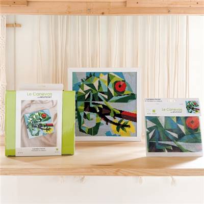 KIT CANEVAS COMPLET - DESSIN 30 X 30 CM - CAMELEON PERCHE