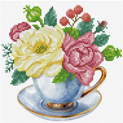 NO COUNT CROSS STITCH - BLUE CUP