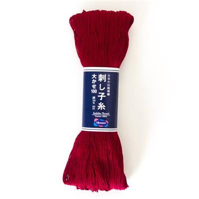 FIL SASHIKO UNI - COL 104 - BORDEAUX - LOT DE 3 ECH. DE 100 M