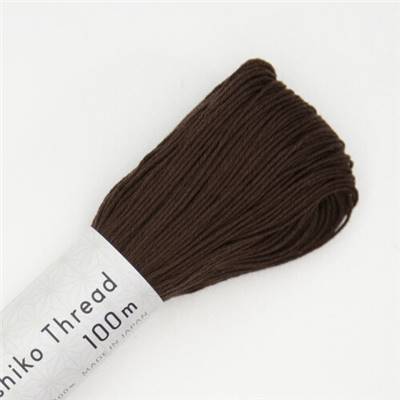 FIL SASHIKO UNI - COL 128 - MARRON - LOT DE 3 ECH. DE 100 M