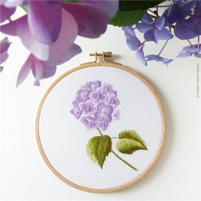 PURPLE HORTENSIA - KIT BRODERIE 21X21CM - TAMBOUR NON INCLUS