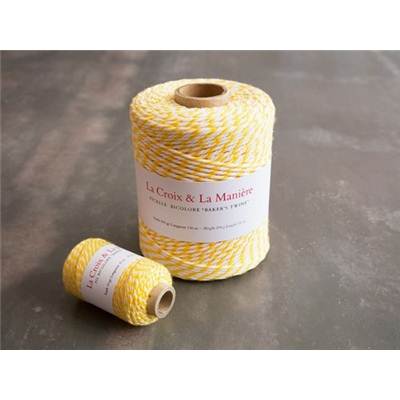 GROSSE BOBINE FICELLE BICOLORE BLANC-JAUNE - 150 M - 200 G