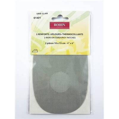 2 RENFORTS VELOURS THERMOCOLLANTS 10 X 15 CM GRIS