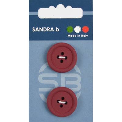 Carte 2 boutons velours avec trous - 23 mm - Bordeaux