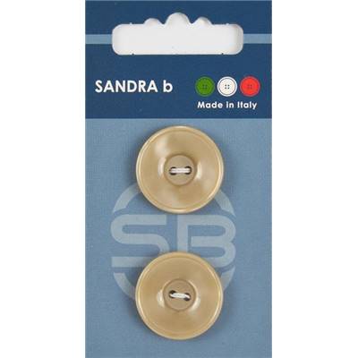 Carte 2 boutons plastique 2 trous - 23 mm - Beige
