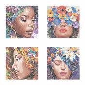 KIT BRODERIE DIAMANT MINI DOTZ - FOUR BEAUTIES - PACK DE 4 DESSINS
