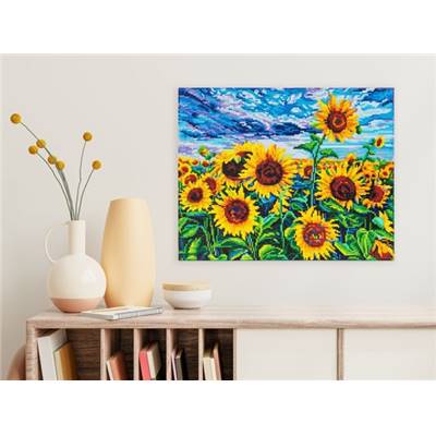 KIT BRODERIE DIAMANT DOTZ - LANDSCAPE WITH SUNFLOWERS AVEC CADRE