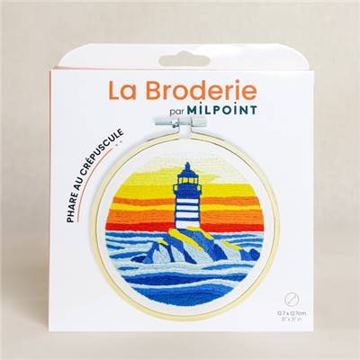 KIT BRODERIE AVEC TAMBOUR 15 CM - PHARE AU CREPUSCULE