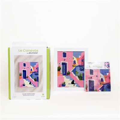 KIT CANEVAS COMPLET - DESSIN 15 X 20 CM - ESCALIER MEDITERRANEEN