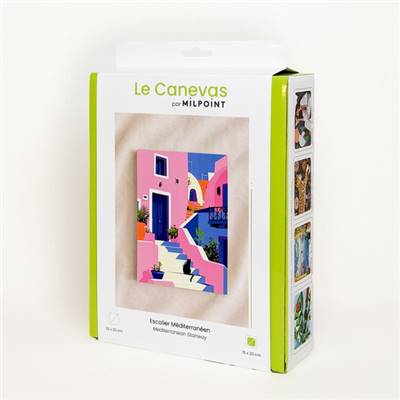 KIT CANEVAS COMPLET - DESSIN 15 X 20 CM - ESCALIER MEDITERRANEEN