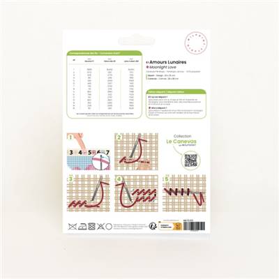 CANEVAS IMPRIME BLANC - DESSIN 20 X 30 CM - AMOURS LUNAIRES