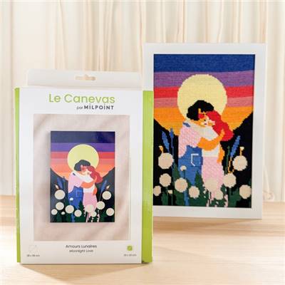 KIT CANEVAS COMPLET - DESSIN 20 X 30 CM - AMOURS LUNAIRES
