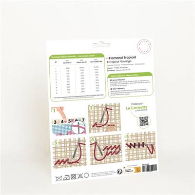 CANEVAS IMPRIME BLANC - DESSIN 30 X 40 CM - FLAMAND TROPICAL