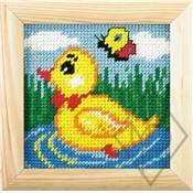 KIT CANEVAS 10,5 X 10,5 CM + CADRE - CANETON JAUNE