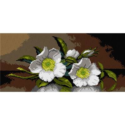 CANEVAS BLANC - BOUQUET SUR LA TABLE