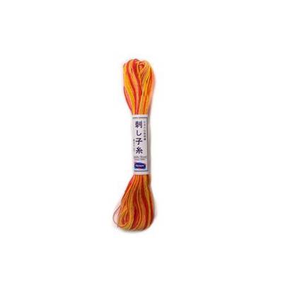 FIL SASHIKO MULTICOLORE - COL75- ORANGE/ROUGE - LOT DE 6 ECH. DE 20 M