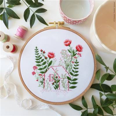 BETWEEN THE FLOWERS - KIT BRODERIE 21X21CM - TAMBOUR NON INCLUS
