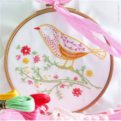 YELLOW BIRD - KIT BRODERIE 21X21CM - TAMBOUR NON INCLUS