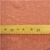 DOUBLE GAZE IMPRIMEE COTON BIO - 135 CM - FLOCONS FOND BLUSH