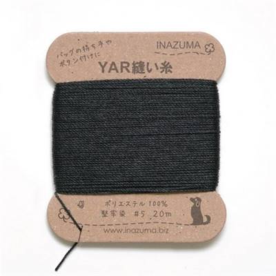 LOT 5 CARTES DE 20 M DE FIL CIRE INAZUMA POUR CUIR OU SIMILI - NOIR