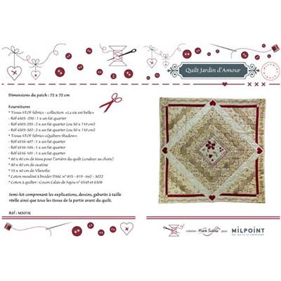 CREATION MARIE SUAREZ - SEMI KIT QUILT JARDIN D'AMOUR BEIGE ROUGE