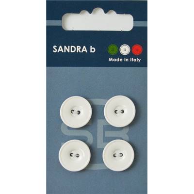 Carte 4 boutons plastique 2 trous - 15 mm - Blanc