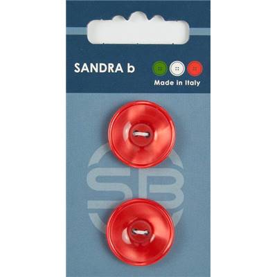 Carte 2 boutons plastique 2 trous - 23 mm - Rouge