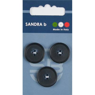 Carte 3 boutons polyester Mo Jo 4 trous - 20,5 mm - Bleu foncé
