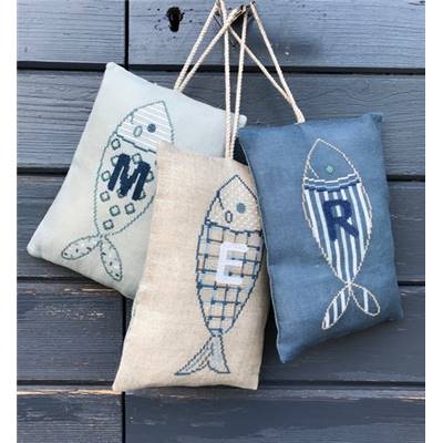 KIT 3 MINI COUSSINS POISSONS - DIMENSIONS FINIES 20 x 13 cm chacun