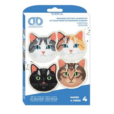 KIT BRODERIE DIAMANT 4 SOUS-VERRES - CATS