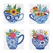 KIT BRODERIE DIAMANT MINI DOTZ - TEATIME POSIES - PACK 4 DESSINS