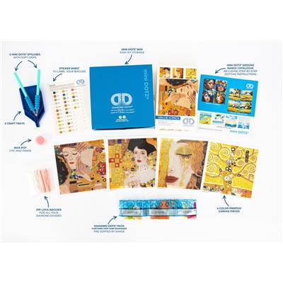 KIT BRODERIE DIAMANT MINI DOTZ - KLIMT QUARTET DORE - PACK DE 4 
