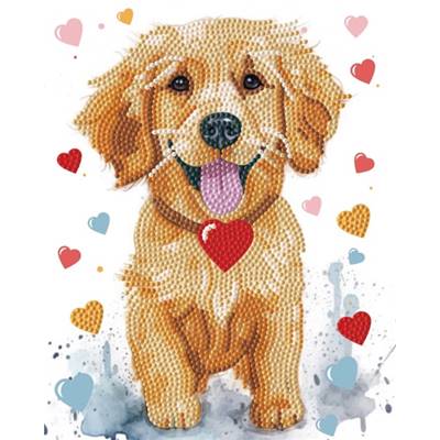 KIT BRODERIE DIAMANT DOTZ - PUPPY LOVE AVEC CADRE