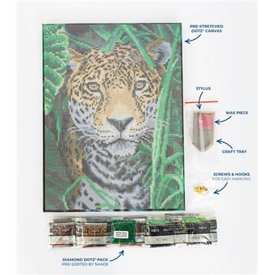 KIT BRODERIE DIAMANT DOTZ - JAGUAR JUNGLE AVEC CADRE