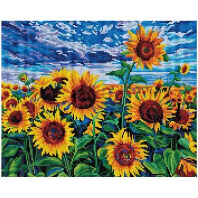 KIT BRODERIE DIAMANT DOTZ - LANDSCAPE WITH SUNFLOWERS AVEC CADRE