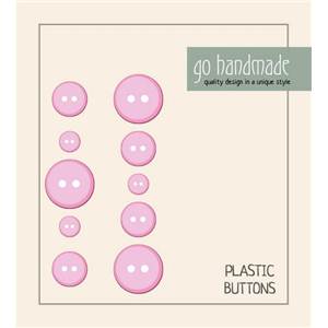 CARTE 10 BOUTONS PLASTIQUE ASSORTIS 9-11-13 MM - ROSE