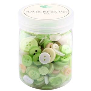 BOITE DE BOUTONS PLASTIQUE ASSORTIS - 100 G - VERT